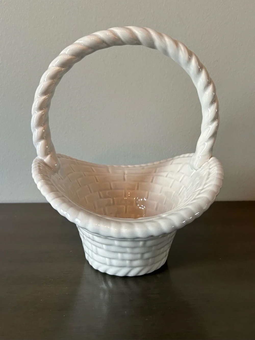Vintage White Ceramic Basket